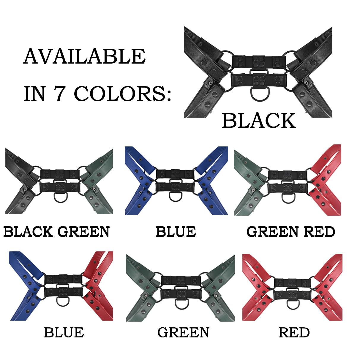 Harness for Men Adjustable Body Chest Harness Belt Clubwear for Halloween Christmas (Red)