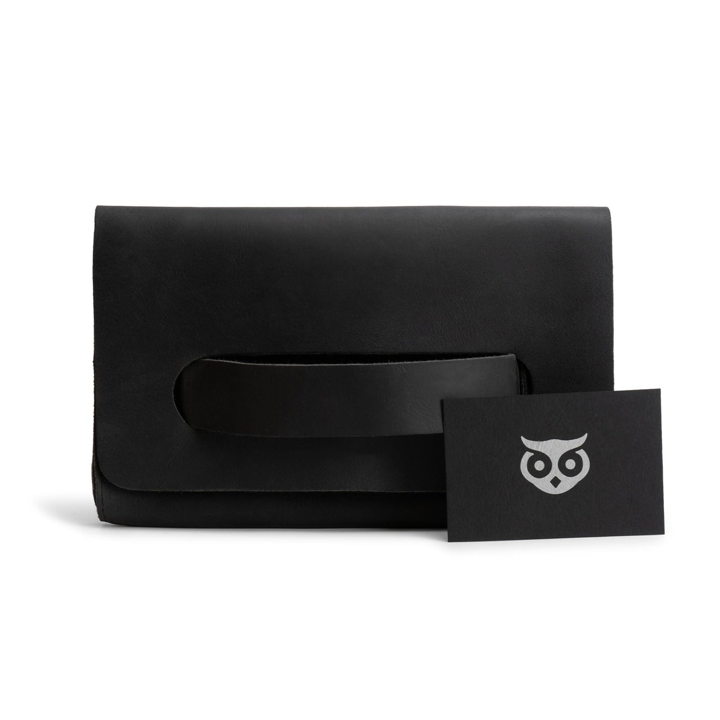 Hide & Drink, Rectangular Clutch Bag With Handle, Wallet for Cards, Money, Stylish Handbag, Full Grain Leather, Handmade, Charcoal Black