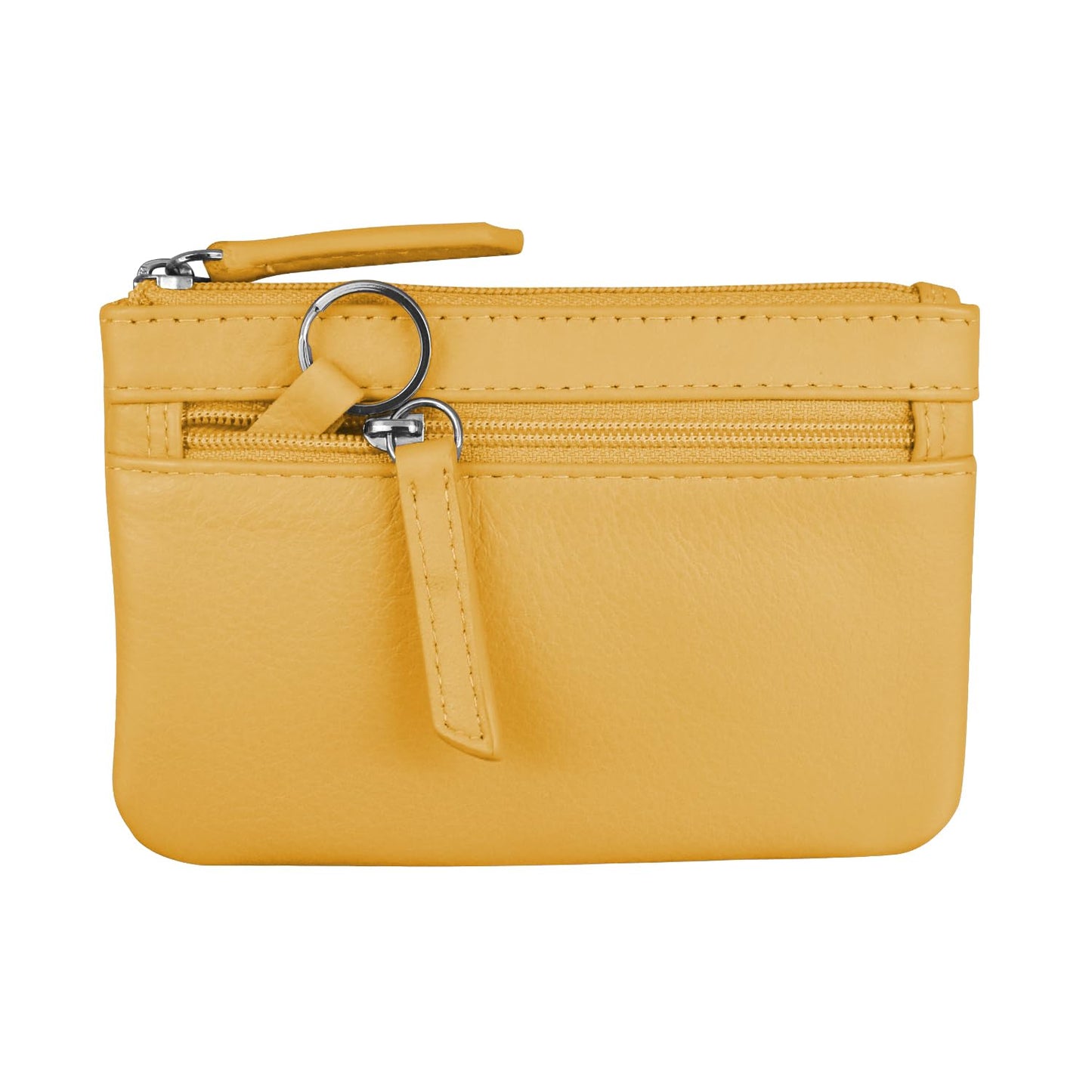ili New York Mini Leather Coin Purse, Compact Genuine Leather Pouch with Key Ring & RFID Protection, Used for Coins, Keys and Cards, Ideal for Travel and Everyday Carry, Yellow