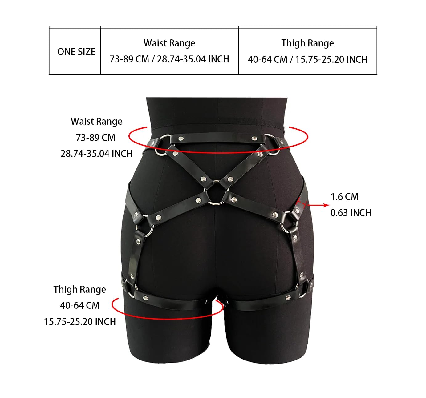 ROIEIIR Women Leather Sexy Punk Goth Leather Garter Body Harness BDSM Bondage Waist Leg Cage Beds Harness Garter Belt Erotic Lingerie Thigh Chain
