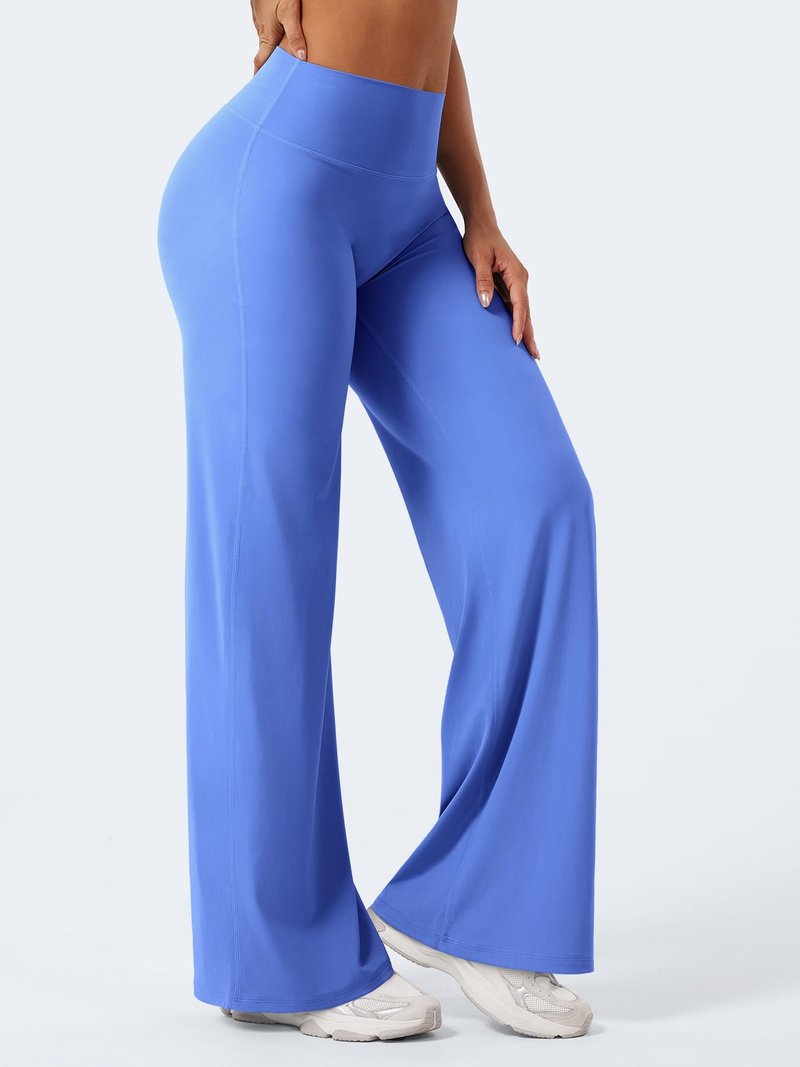 YEOREO Workout Leggings Womens No Front Seam Straight Leggings 31.5" High Waist Buttery Eddiy Gym Yoga Pants Blue M