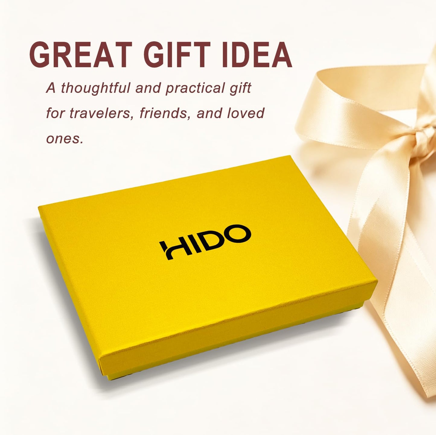 HIDO RFID Passport Holder for Men, Slim Leather Travel Wallet with Airtag Slot & RFID Blocking
