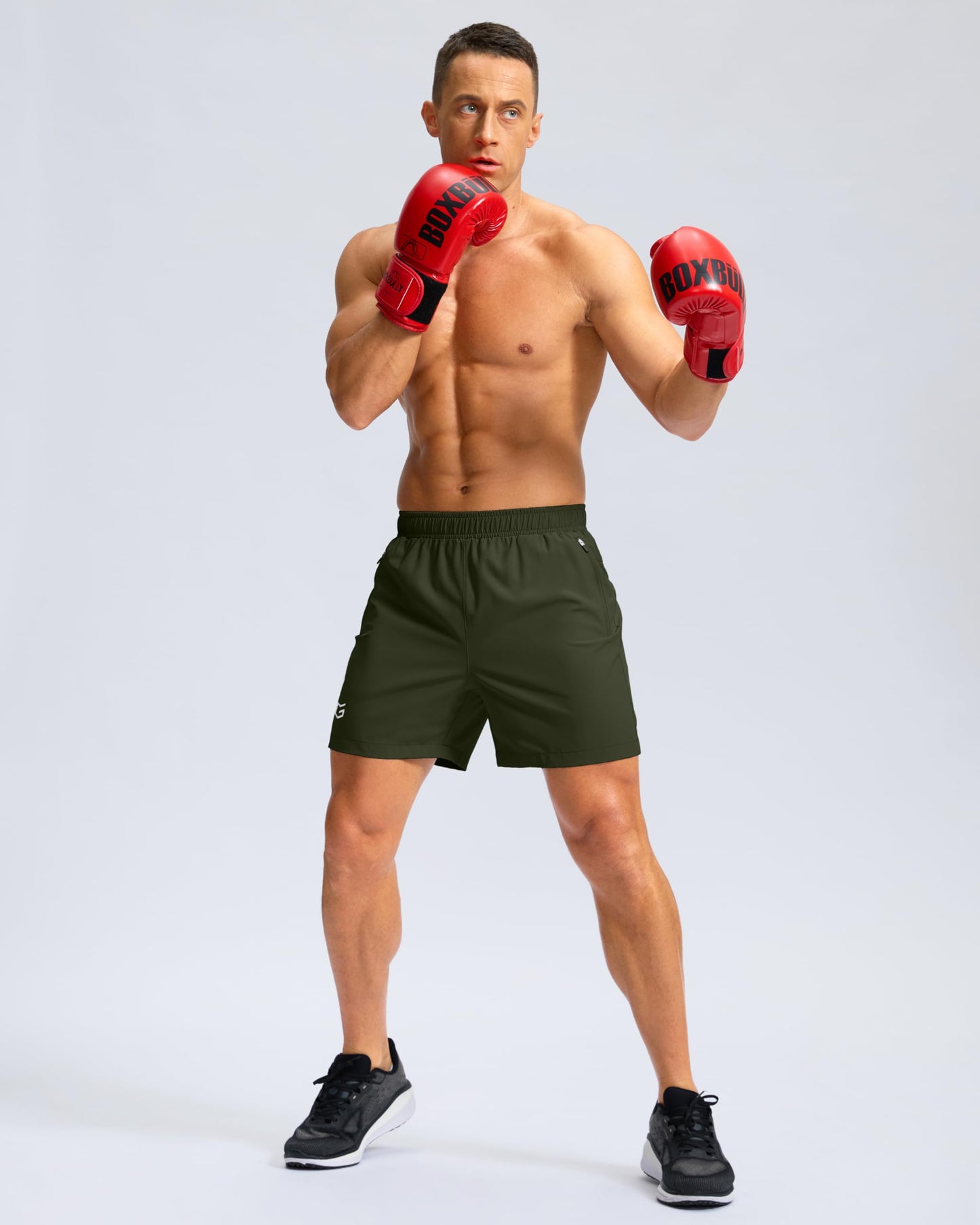 G Gradual Men's Athletic Running Shorts with Zipper Pockets Quick Dry 7"/ 5"/ 9" Workout Gym Shorts for Basketball Hiking(Olive,5XL)