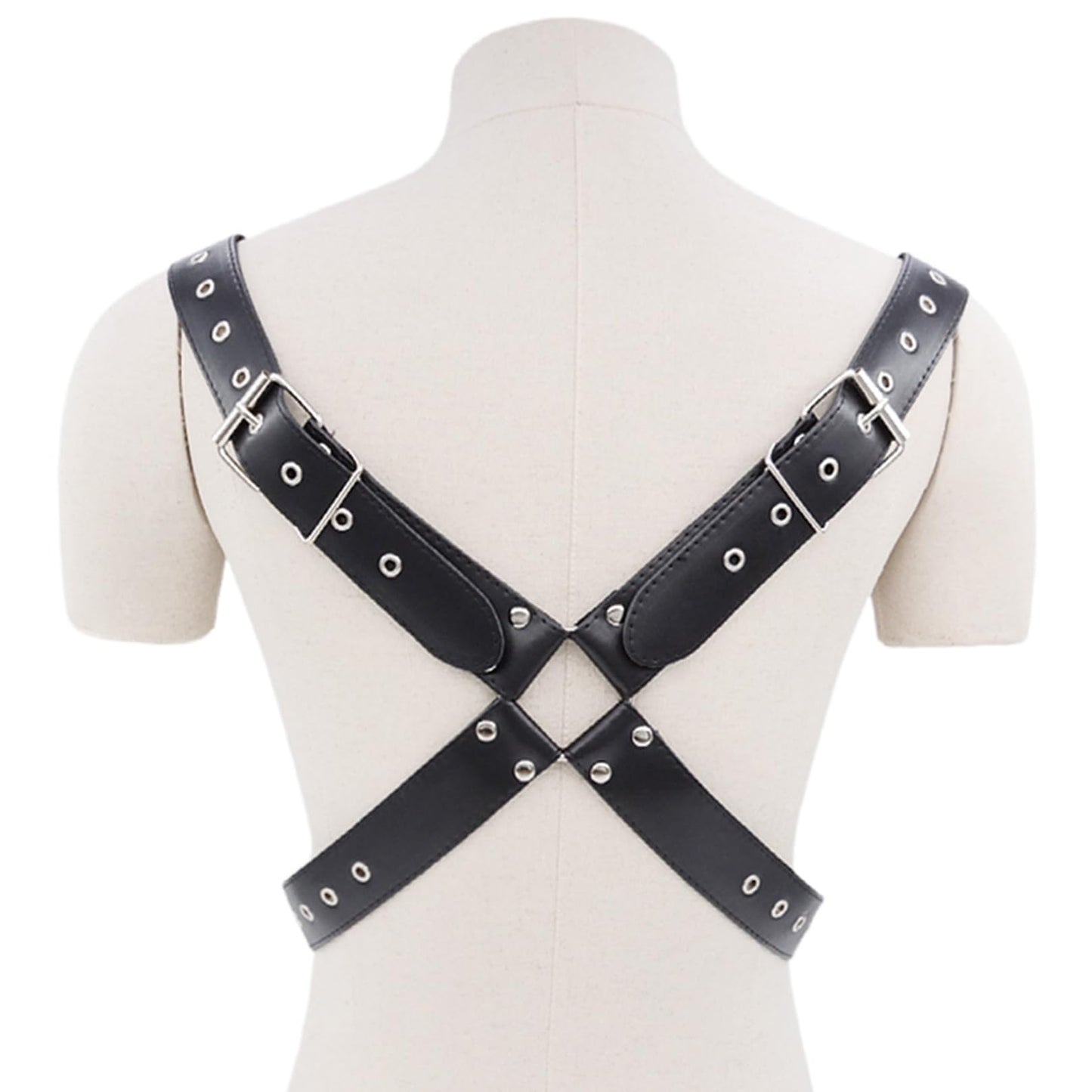 HYIJCSUC Men's Leather Body Harness Punk Chest Strap Harness Belt Men's Chest Harness Belt Shoulder Strap Adjustable Buckle Body Garter Belt Cosplay Nightclub Sexy Punk Chest Clubwear