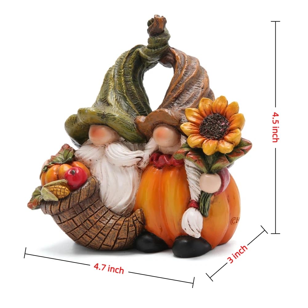 Hodao Harvest Love:Thanksgiving Pumpkin Gnome Couple Embrace Figurines-Adorable Fall Pumpkin Gnomes Home Indoor Tabletop Decoration-Fall Thanksgiving Gifts