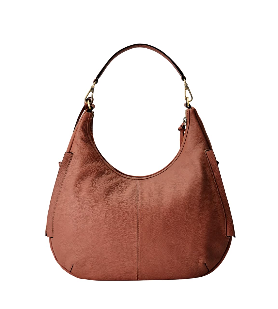 DANEAULT Large Hobo Bag – The Wendy - Italian Pebbled Leather Bag for Women - Convertible & Removable Straps - With Removable Front Pouch - Sleek Crossbody & Shoulder Bag - Women's Handbag - Chestnut