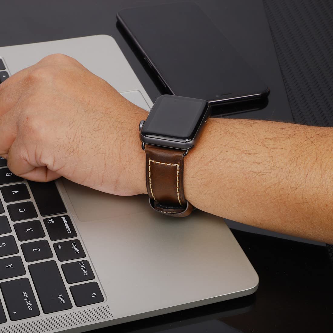 HUAFIY Compatible iWatch Band 38mm 40mm 41mm42mm, Top Grain Leather Band Replacement Strap iWatch Series 11/10/9/8/7/6/5/4/ 3/ 2/ 1,apple SE Sport, Ultra 3 2 1 (Retro coffee+Black Buckle, 38mm 40mm41mm)