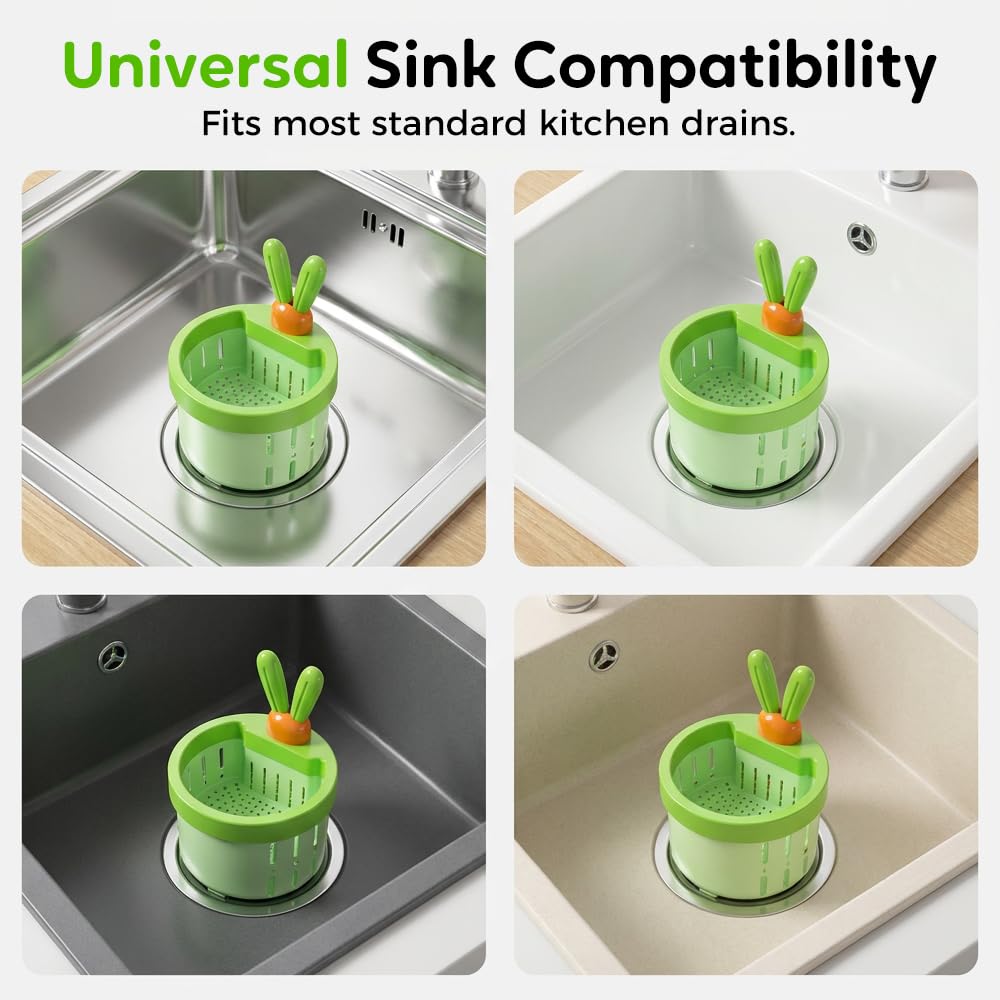 2 Pcs Cactus Sink Drain Strainer – Press-to-Dump Kitchen Sink Filter Basket, 3 Inch Food Residue Collector with One-Press Lifting Stopper, Multifunctional Waste Catcher for Home (Set A)