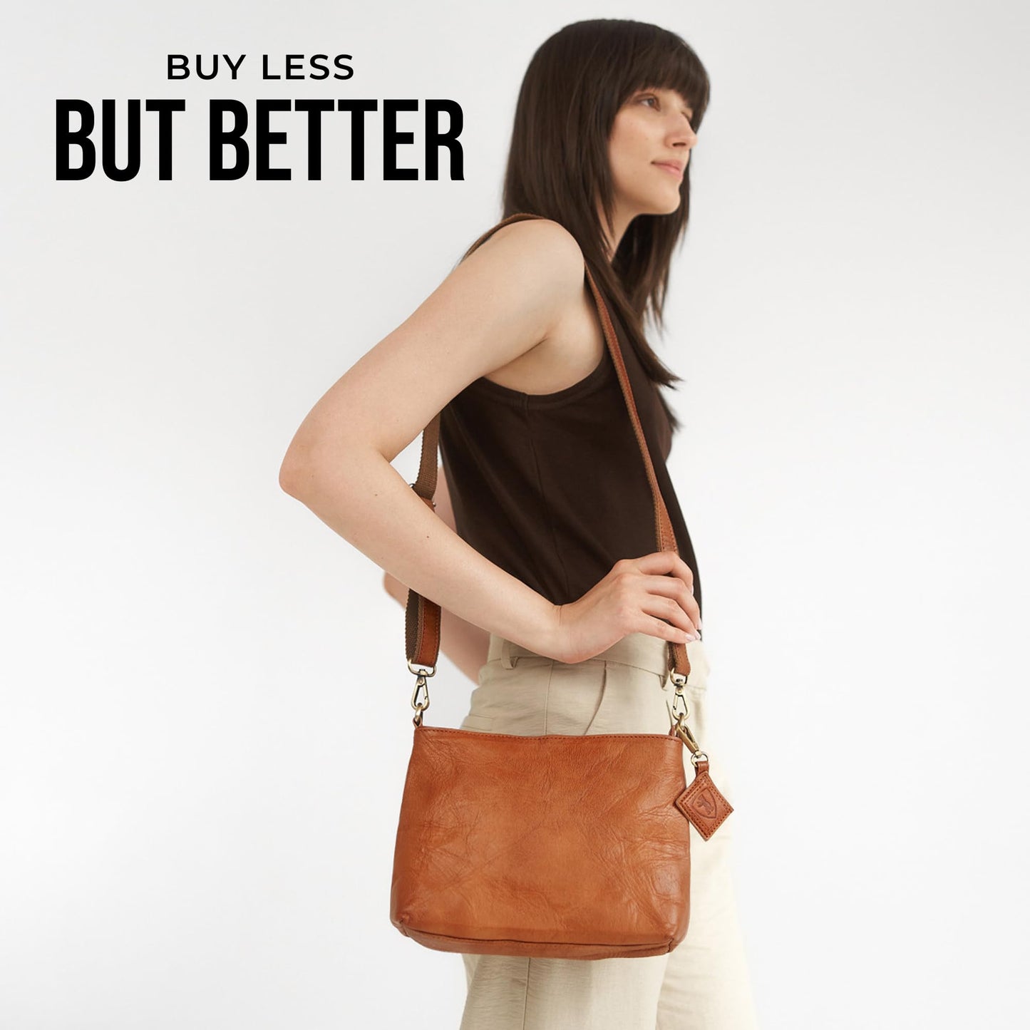 BERLINER BAGS Vintage Genuine Leather Shoulder Bag Marbella S, Small Crossbody Purse for Women - Brown