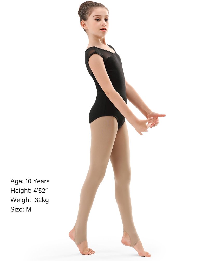 Stelle Girls Women Stirrup Tights Ultra Soft Dance Tights for Ballet, Gymnastics, School (Little Kid/Big Kid/Women)(2 pack Tan,8-10Years)