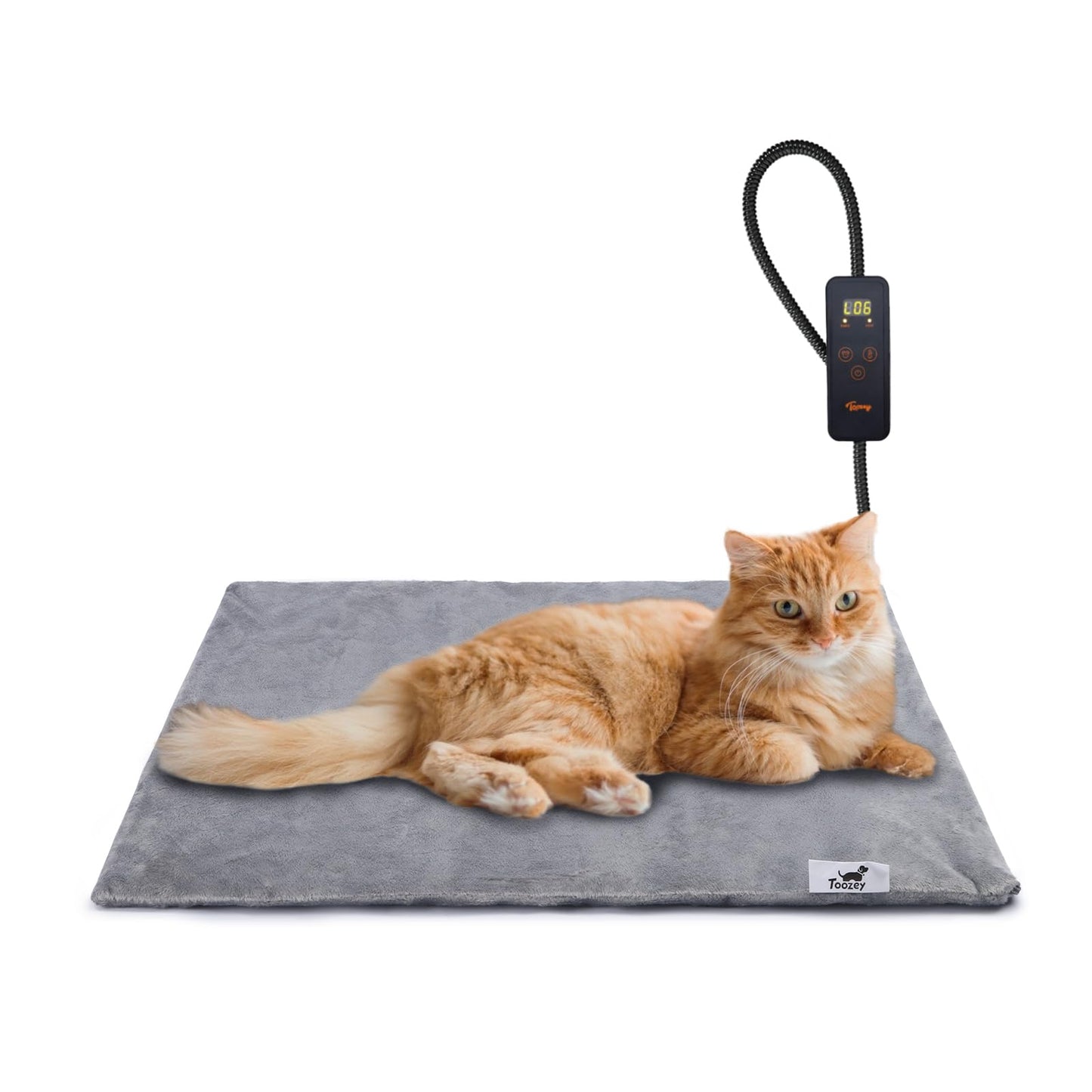 Toozey Pet Heating Pad, 6 Adjustable Temperature Dog Cat Heating Pad with Timer, Waterproof Heated Cat Bed with Chew Resistant Cord, Indoor Electric Pet Heated Mat 18x16in