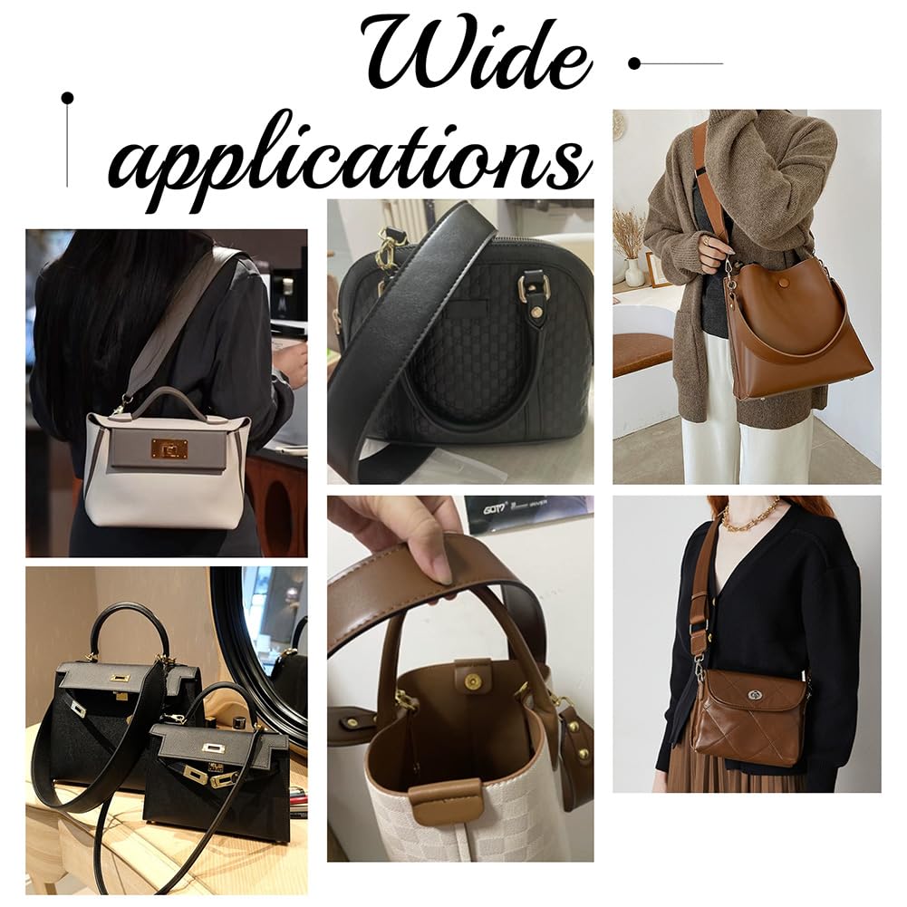 PH PandaHall Crossbody Bag Straps, 28.5 Inch Short Bag Strap Purse Strap 1.4 Inch Wide PU Leather Replacement Shoulder Strap with Golden Metal Clasps for Women DIY Underarm Bag Handbag, Black