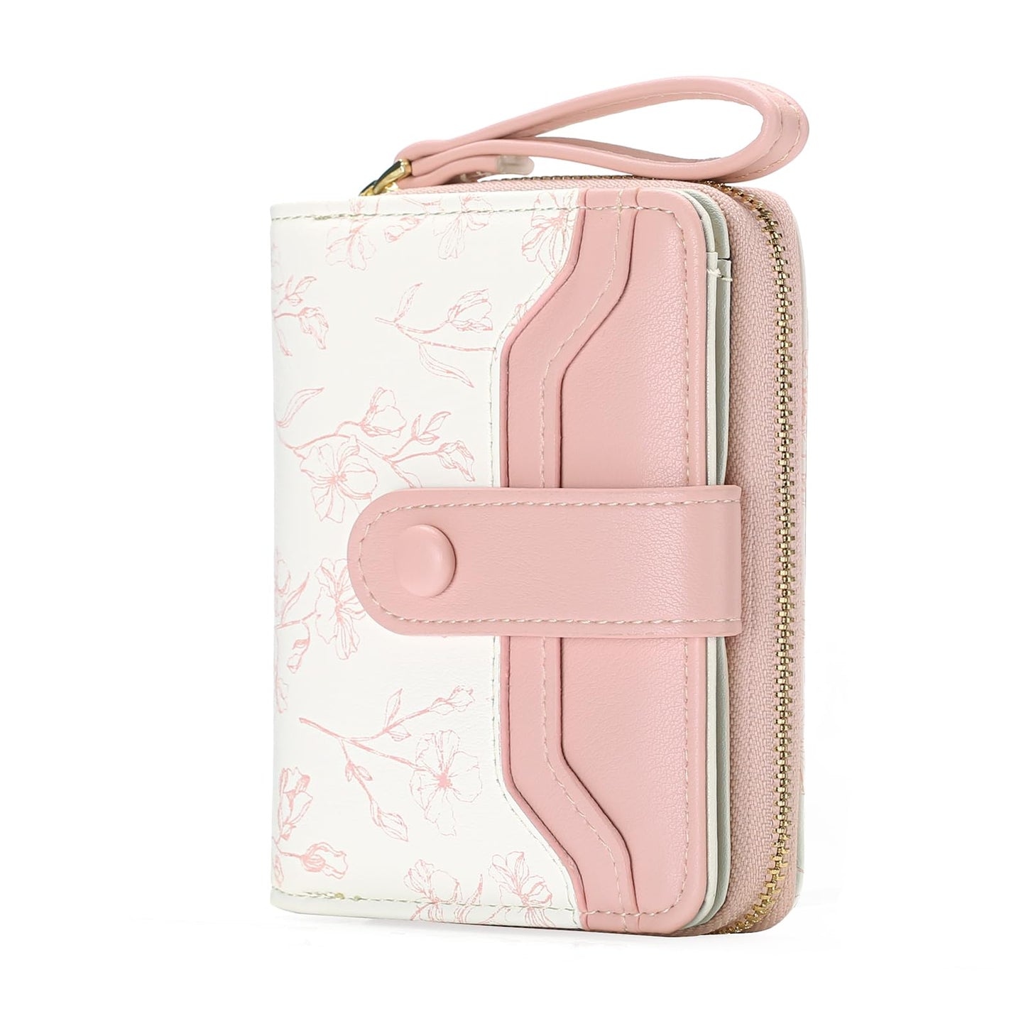 GAEKEAO Womens Wallet Slim Thin RFID Blocking Floral Leather Card Holder Bifold Long Ladies Wallet with Zipper Pocket
