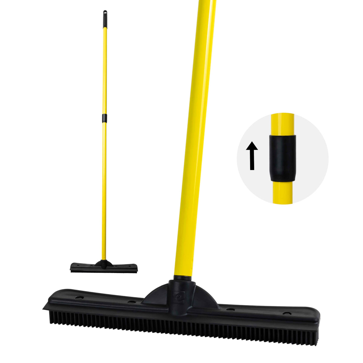 FURemover Original Pet Hair Rubber Broom with Squeegee, with 58" Telescopic Handle for Carpet, Tile and Hardwood