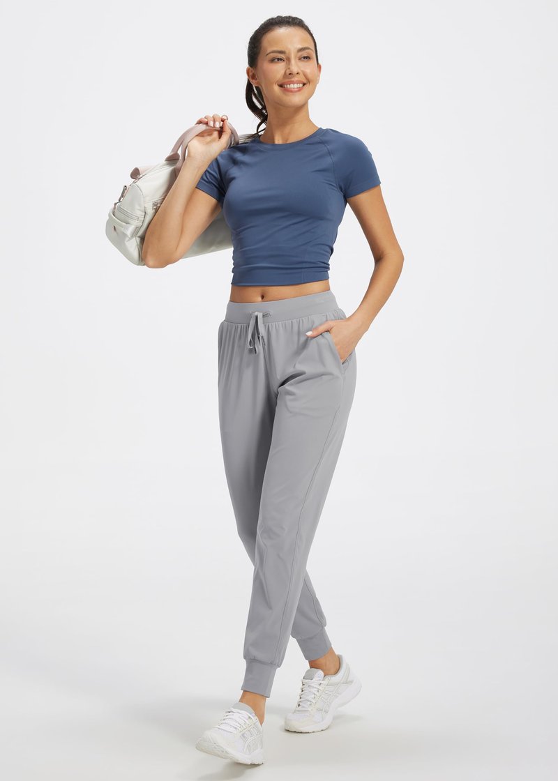 Libin Women's Joggers Pants Athletic Dance Sweatpants with Pockets Running Tapered Casual Pants for Workout,Lounge, Bright Grey M