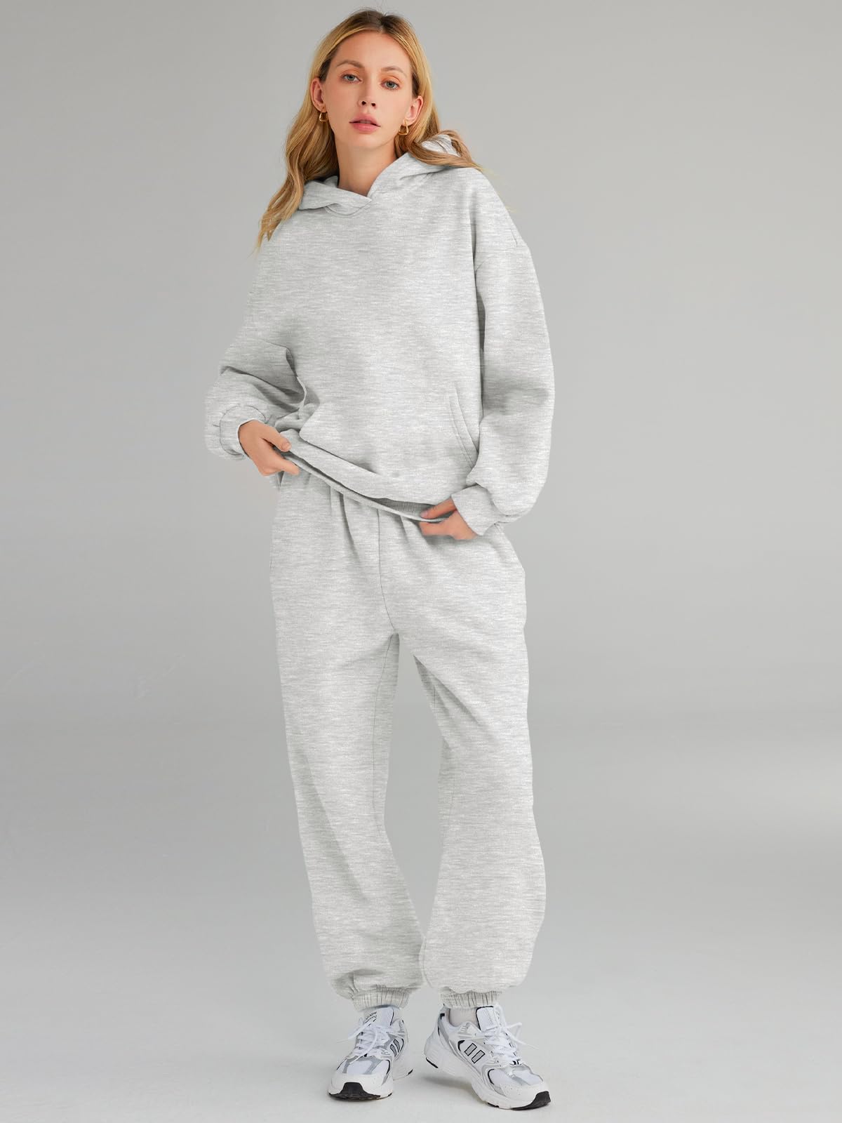 AUTOMET Sweatsuits Women 2 Piece Outfit Lounge Two Piece Sets Fall Fashion 2025 Tracksuits Oversized Sweatshirt and Sweatpants Casual Teen Girls Clothing Grey L