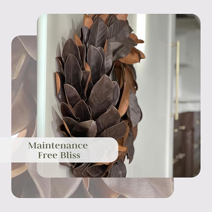 CG Hunter Holiday Collection Faux Wreath, Premium Artificial Indoor and Outdoor Large 30" Magnolia Leaf Christmas Wreath, Christmas Decorations and Holiday Greenery