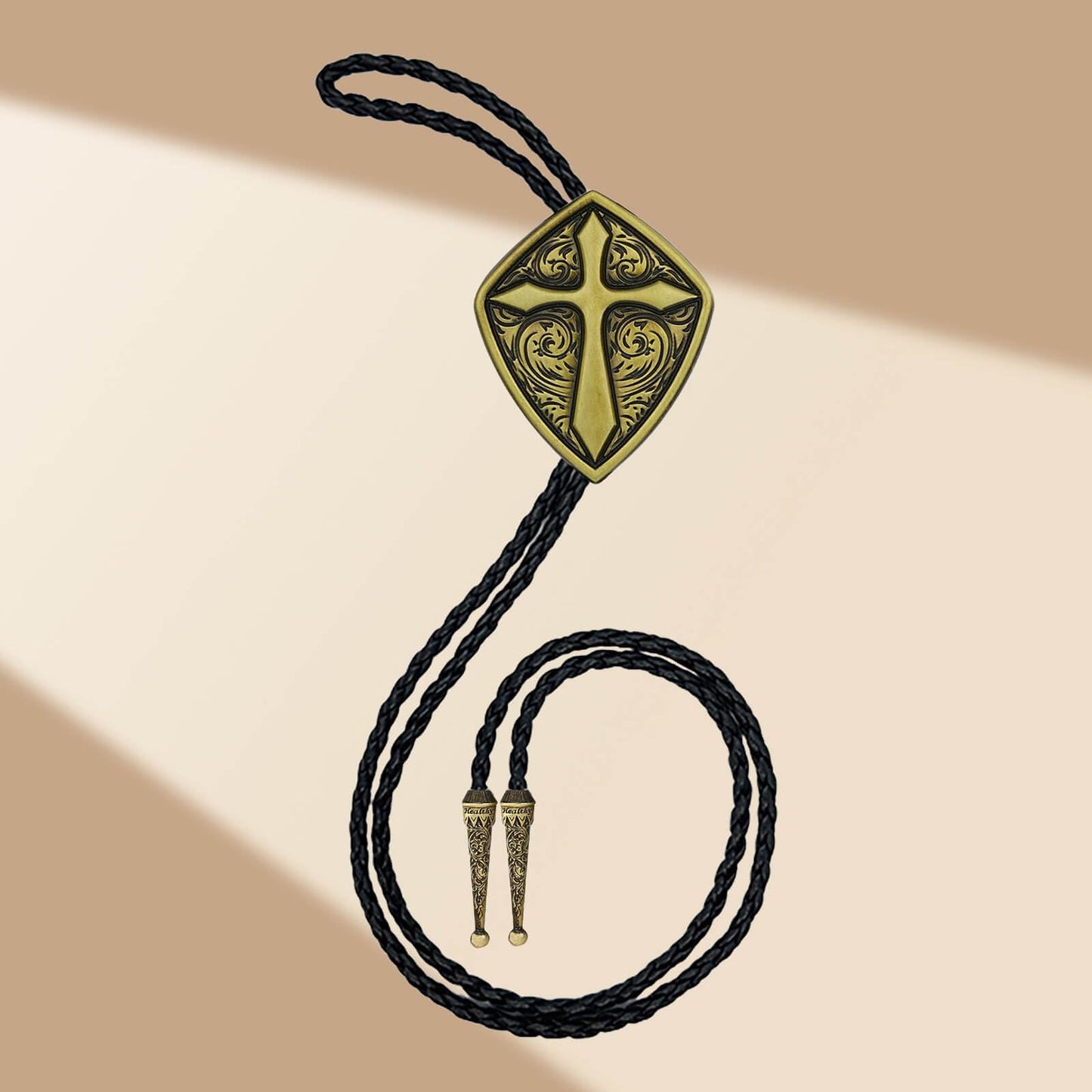 HLYMPONY Bolo Tie for Men Western Cowboy Cowgirl Vintage Native American Cross Bolo Tie for Women (Bronze)