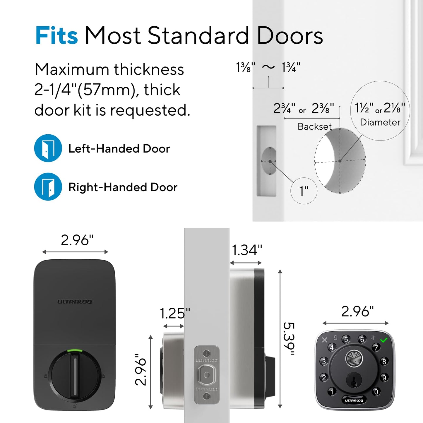 ULTRALOQ Bolt Fingerprint WiFi Smart Lock, Works with Apple Home, Siri, Alexa, 8-in-1 Keyless Entry with Fingerprint ID, App Remote Control, Keypad Deadbolt, BHMA Cert., Easy Install, 10 Mo. Battery