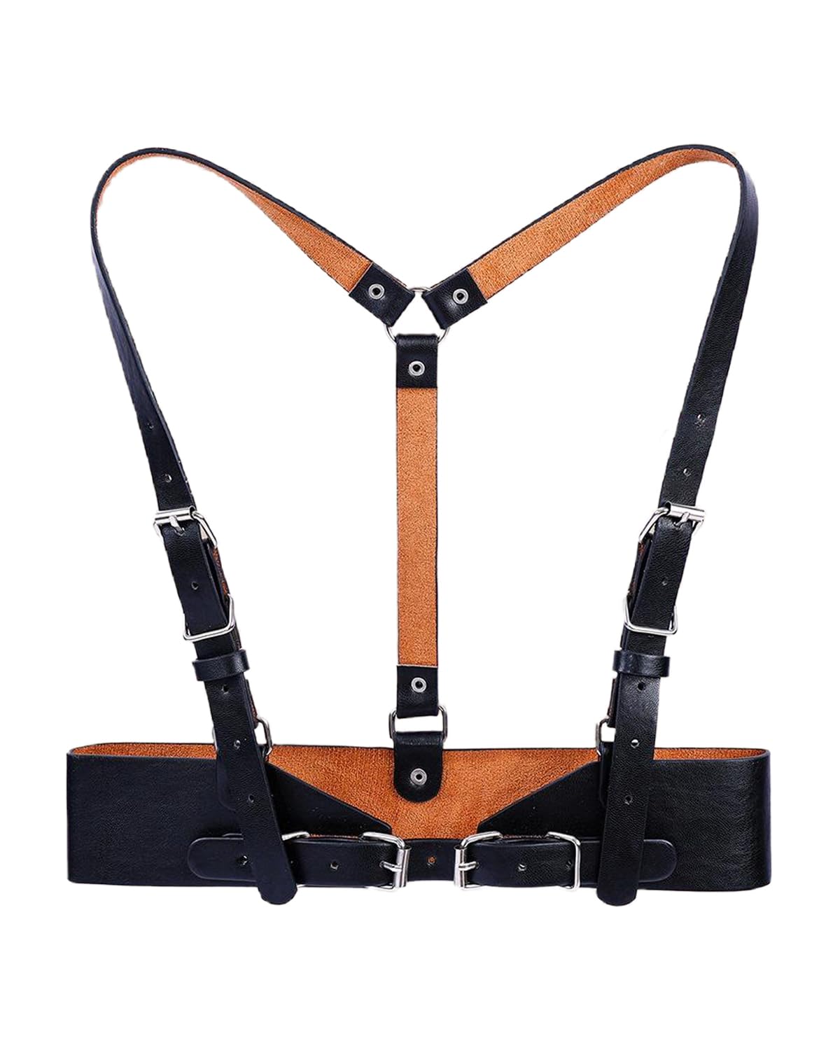 Pretishows Punk Womens Waist Belt Adjustable Suspenders Straps PU Leather Harness Belt Large