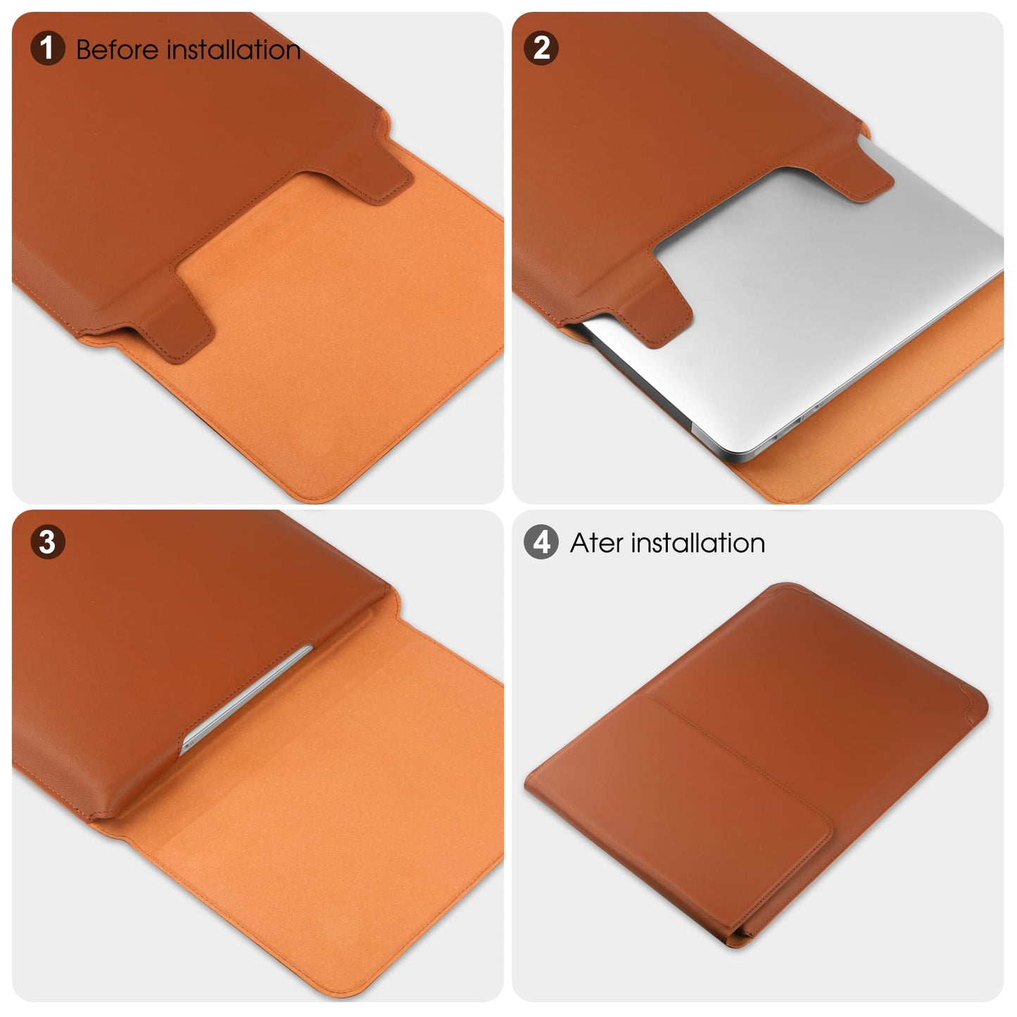 HoYiXi 15 16 Inch Laptop Sleeve Case Leather Bag for MacBook Pro 16 2021 & 2019/ASUS Vivobook 15/Huawei MateBook D15/HP 15.6" PC/MacBook Pro 15/Surface Laptop 3/Dell Inspiron 15/IdeaPad, Brown