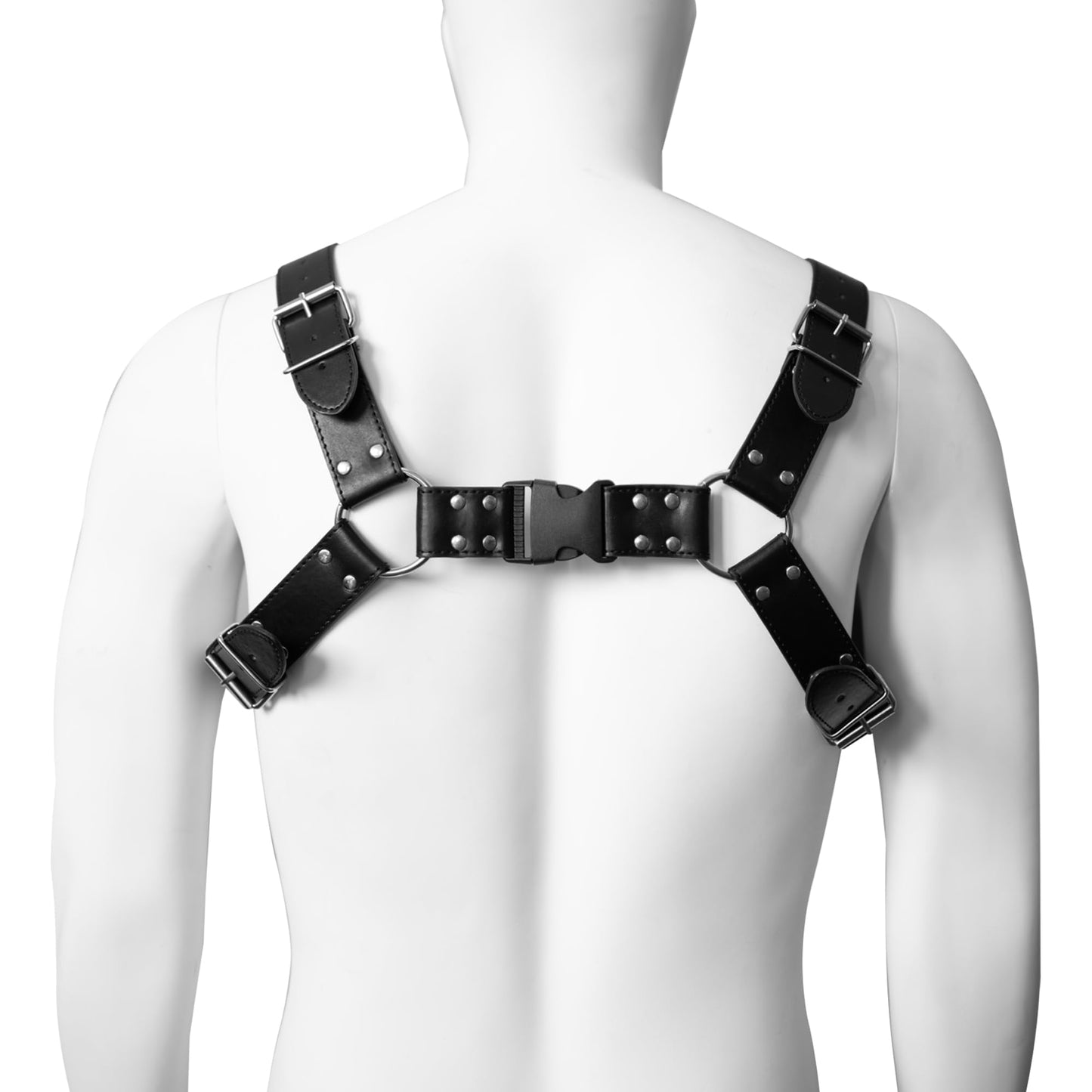 Handmade Punk Men's PU Leather Harness - Adjustable Straps with Alloy Buckles, Unique Gothic Fashion Accessory (Quick-release buckle)