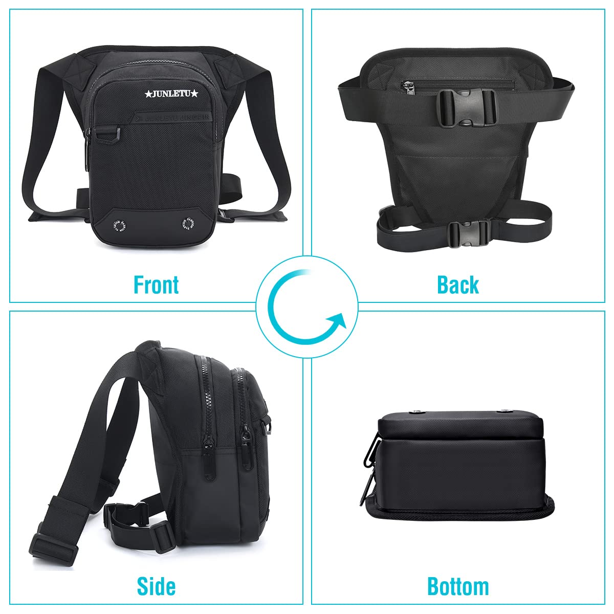 HUANLANG Drop Leg Bag for Men Women - Motorcycle Thigh Bag with Removable Leg Harness for Outdoor Activities