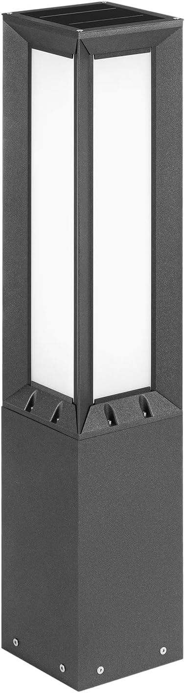Solar Landscape Path Lights, 31.5" Modern Bollard Lighting 3000K LED Pathway Driveway Outdoor Light Fixture Waterproof Floor Lamp Aluminum Walkway Lantern for Outside Patio Garden Lawn Decoration