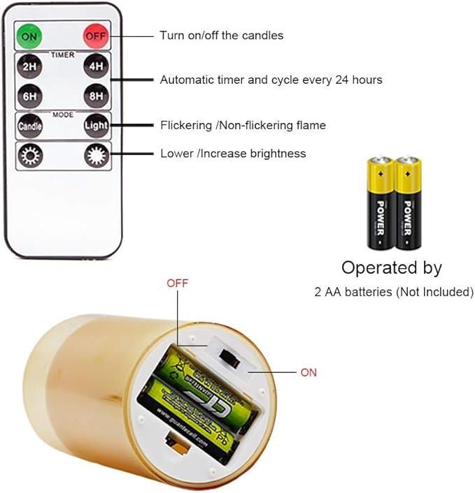 GenSwin Glass Flameless Candles Battery Operated with Remote Timer, (Gold, Pack of 3)