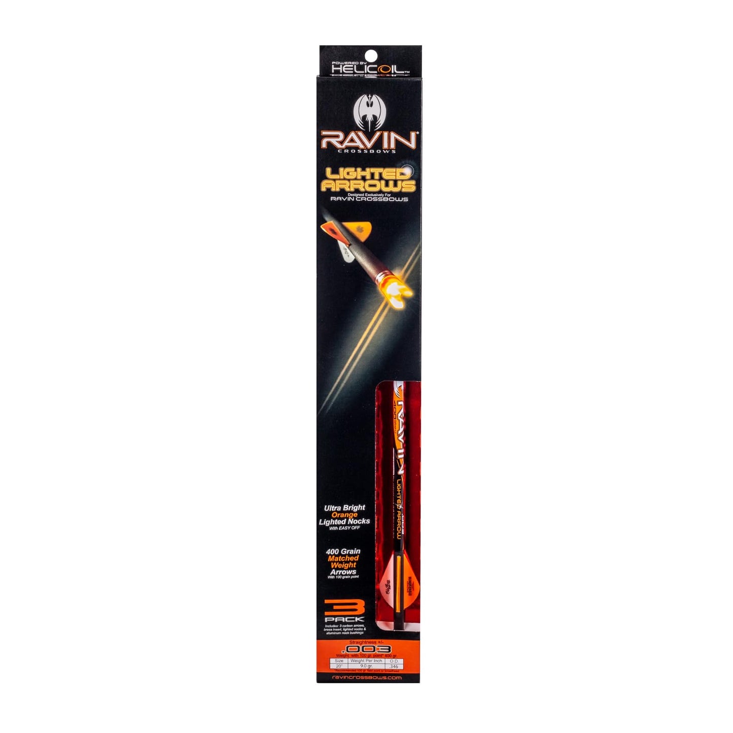 RAVIN Crossbow Arrows & Bolts - Premium Carbon Hunting Bolts, Lighted Nock Options, High Accuracy Straightness (.001/.003) - Multiple Grain Weights & Sizes for Ravin Crossbows