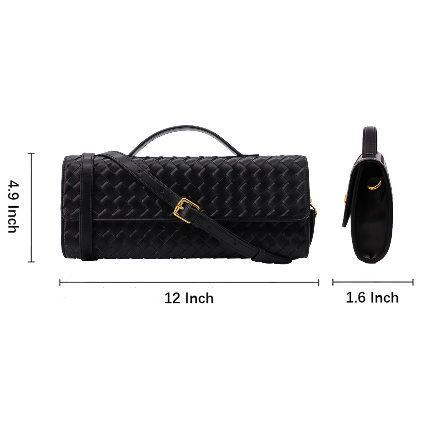 Hoochie Masa Woven Clutch Purse for Women Designer Shoulder Handbag Leather Crossbody Evening Bag with Detachable Chain (Emerald Green)