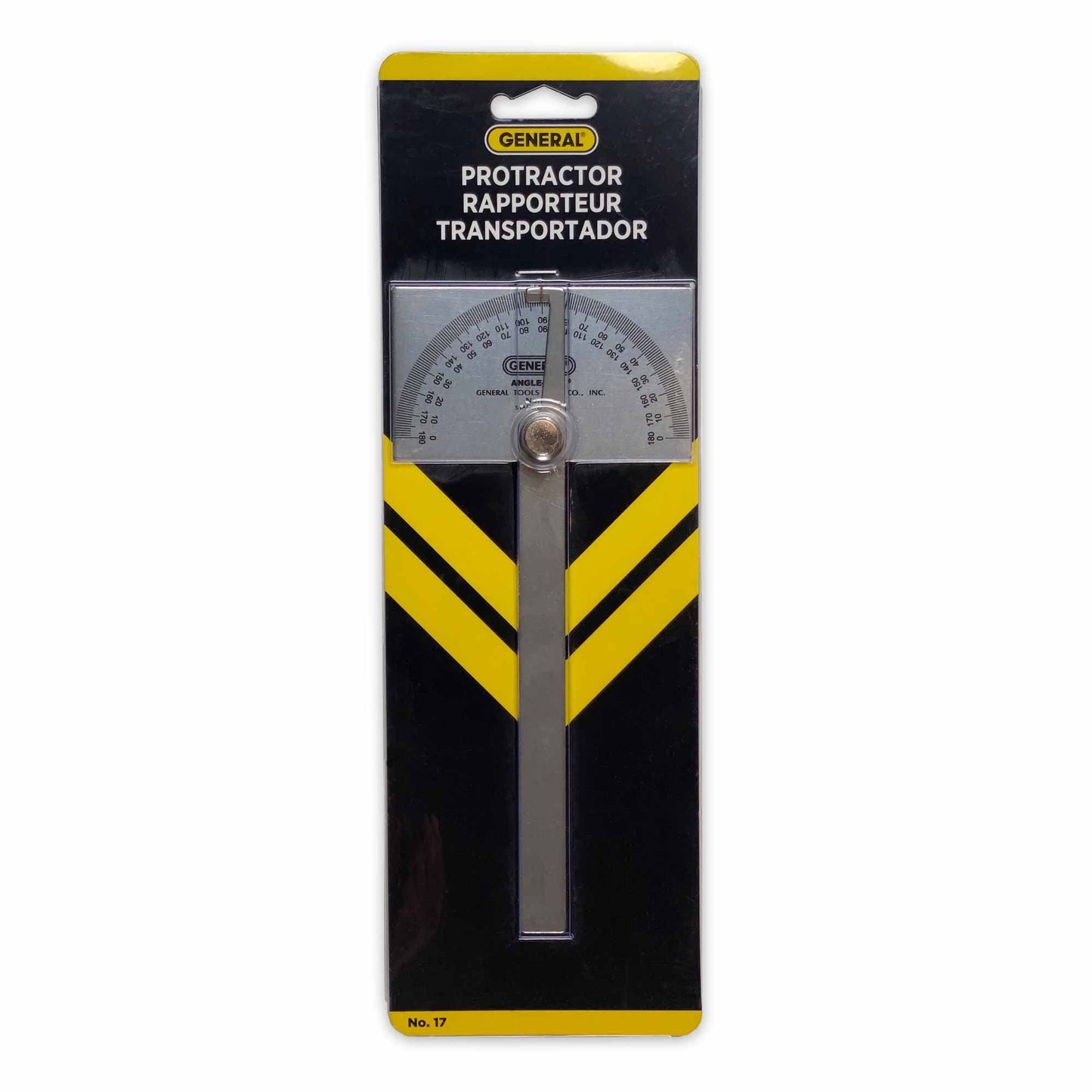 General Tools Angle Protractor #17 Stainless Steel Square Head - Measuring Tool for Carpenters & Woodworking Hobbyists