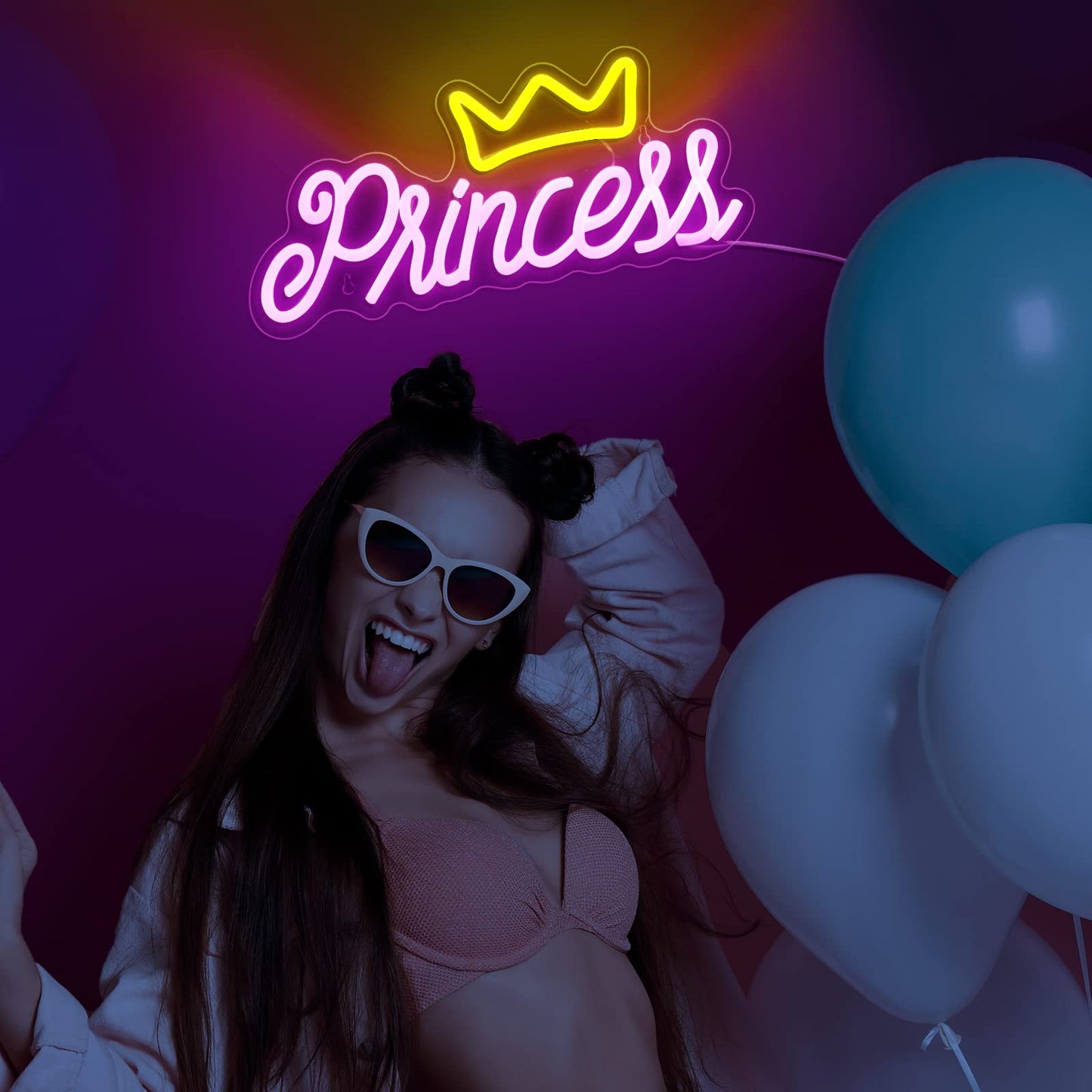 Ganeen Crown Neon Sign for Wall Decor Princess LED Neon Light Hanging Sign for Bedroom Decorative LED Wall Decor with USB Power for Room Wedding Party Bar Christmas Gift