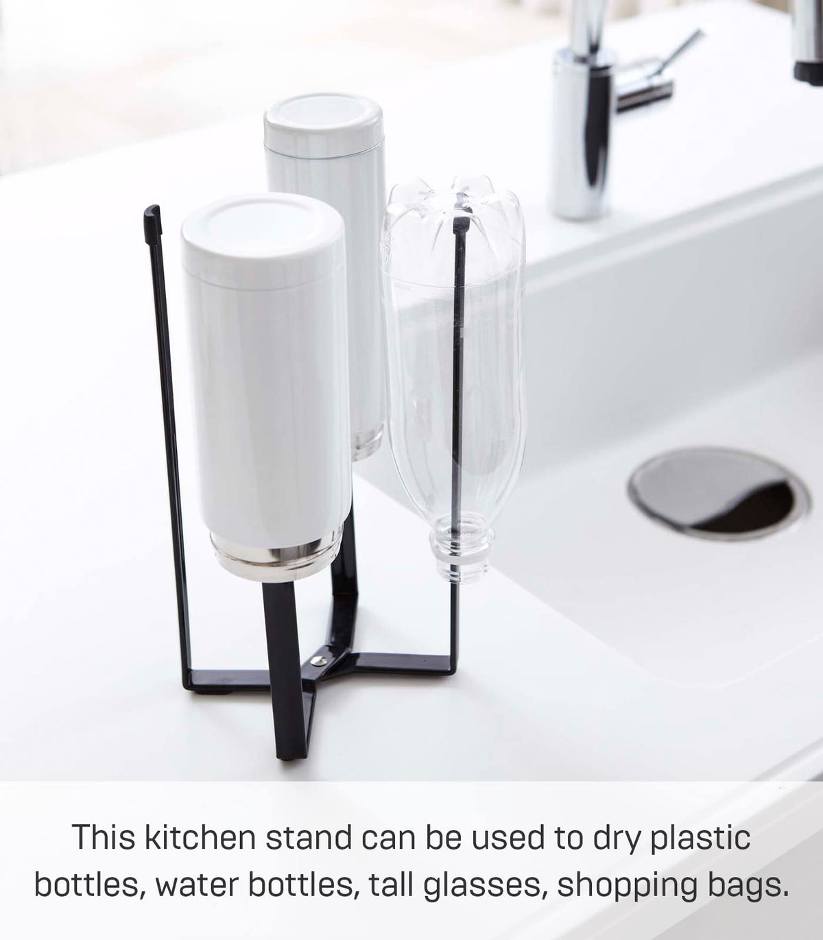 YAMAZAKI home 6785 Kitchen Multi Eco Stand-Multifunctional Plastic Bag Holder, One Size, Black