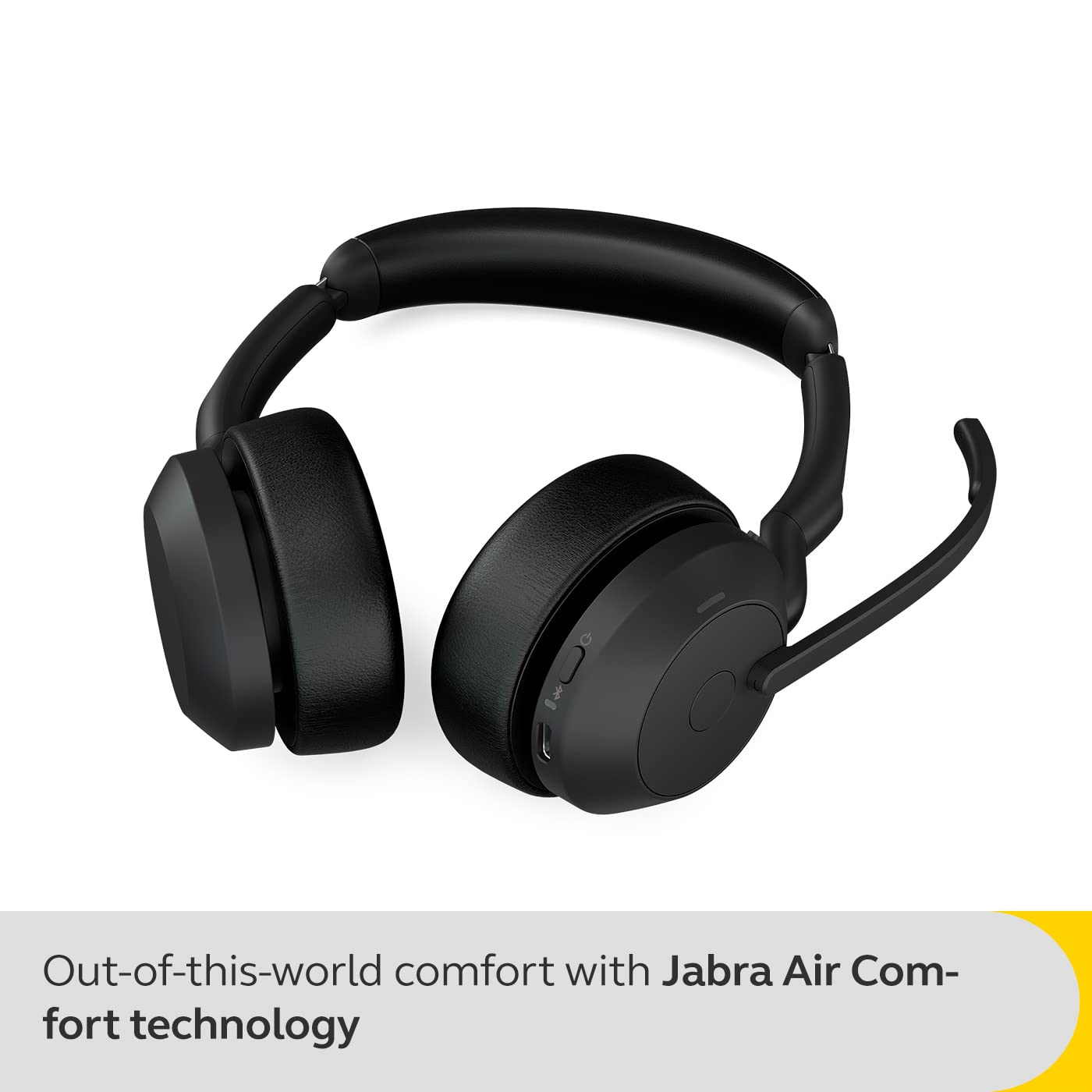 Jabra Evolve2 55 Stereo Wireless Headset - Features AirComfort Technology, Noise-Cancelling Mics & Active Noise Cancellation - Works with UC Platforms Such as Zoom & Google Meet - Black