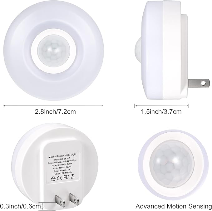 Night Light, Plug in LED Nightlight, 200Lumens Bright Plug-in Motion Sensor Light Indoor, Energy Efficient, Soft Warm Lighting for Home(Warm White 4Pack)