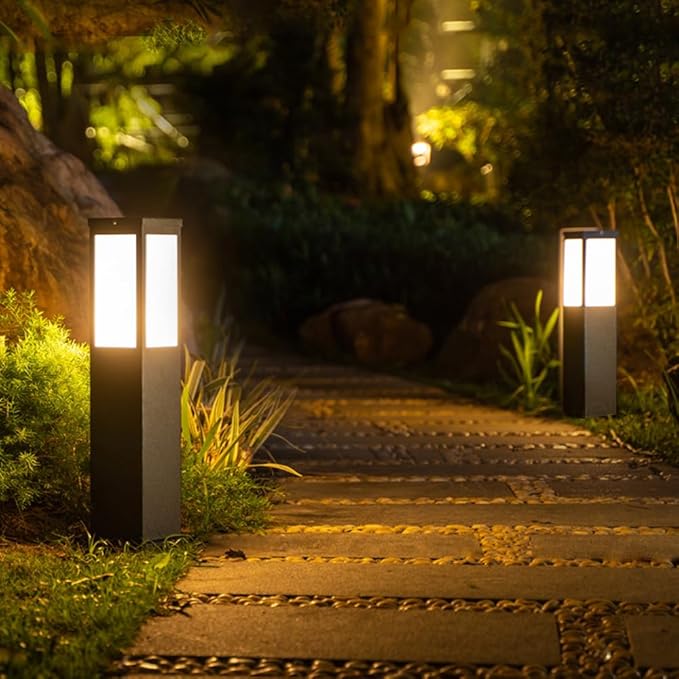 Outdoor Landscape Path Light E26 Bollard Lighting Fixture IP54 Waterproof Pathway Light with Stainless Steel Garden Floor Lamp Outdoor Walkway Lights for Lawn Courtyard Driveway Decoration