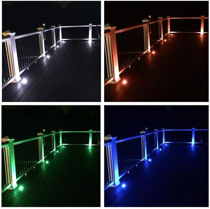 Low Voltage LED Deck Light Kit Multi-Color RGB Waterproof Recessed Wood Decking Stairs Garden Yard Patio Decor Lamp Black Border Outdoor LED Landscape Lighting (Black Border, 20pcs)