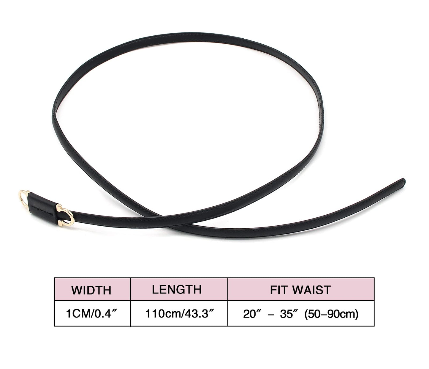 BAOKELAN Skinny Leather Belts for Women Knotted Thin Waist Belt for Dress Black