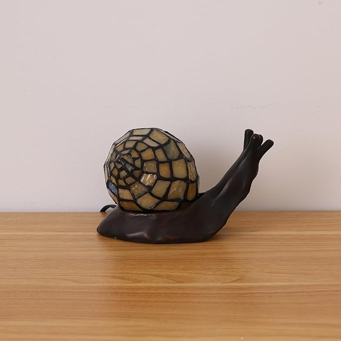 Tiffany Style Table Lamp for Bedroom Snail Stained Glass Bedside LED Night Light for Kids 3 Way Color Temperatures Party Light Hand-Made Art Home Deco Christmas Gifts Birthday Gifts