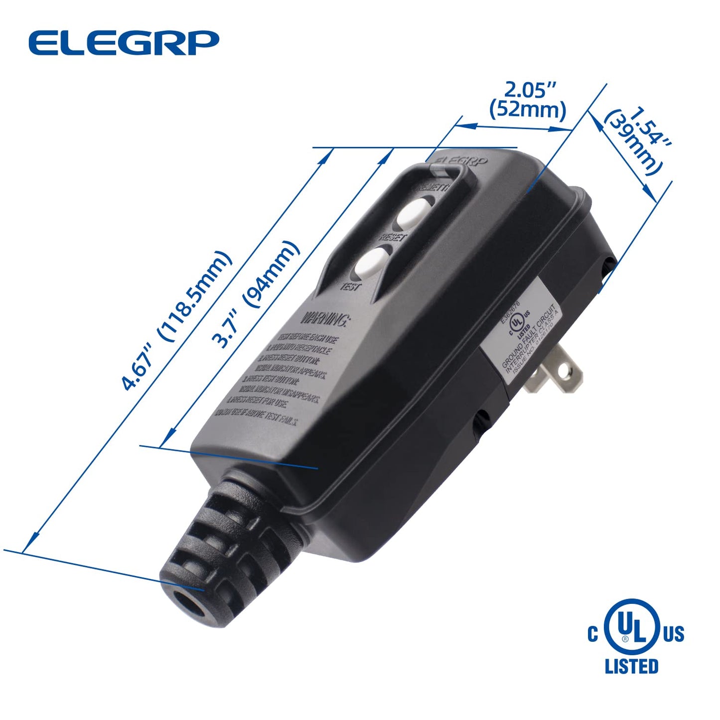 ELEGRP G1215PA G20PAS Patented Auto Monitoring GFCI Replacement Plug Assembly, Auto Reset 15A Grounded 3 Wires 3 Prongs for Smart Toilet, Power Pressure Washer, Pool Pump etc, UL, 1 Pack, White