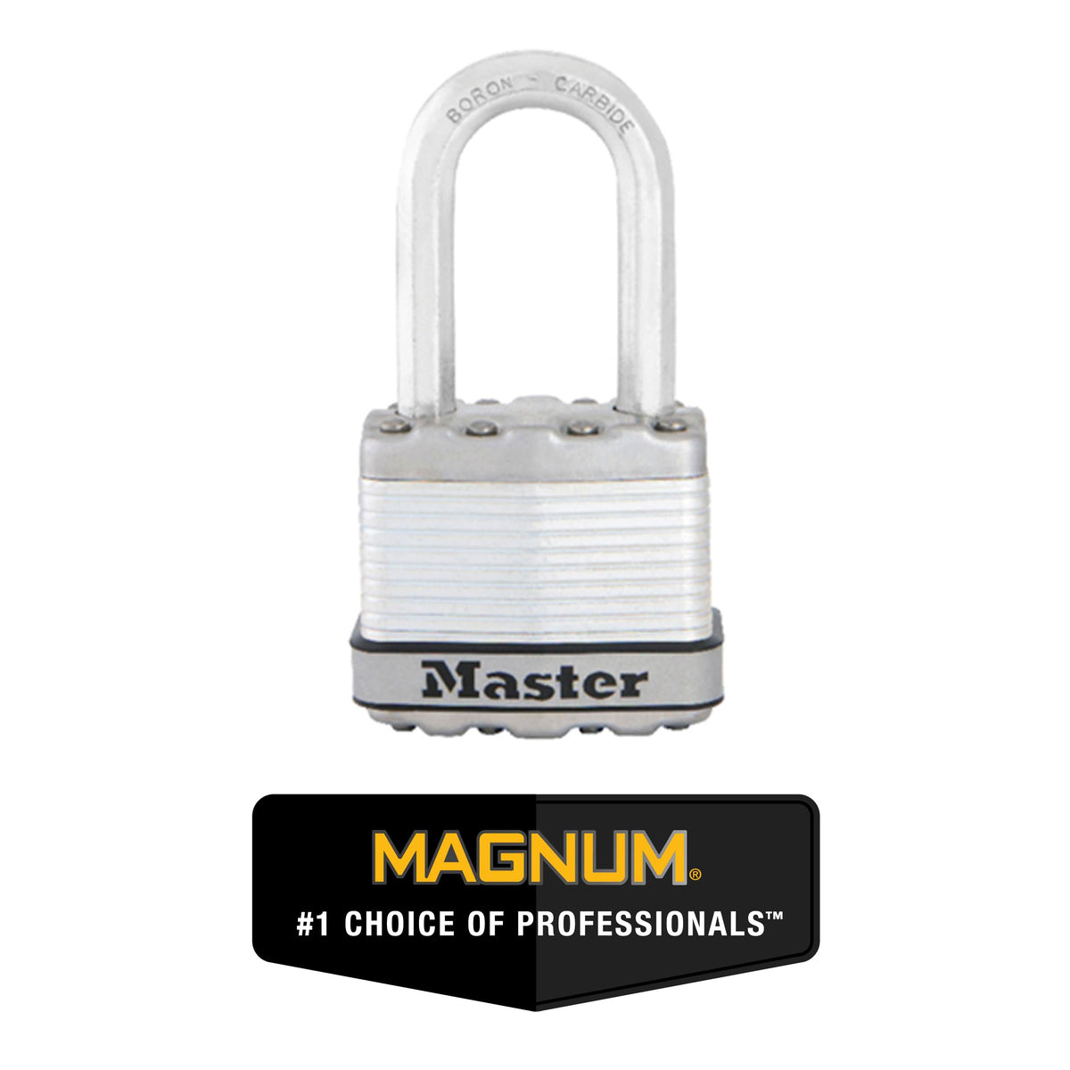 Master Lock Silver Magnum Outdoor Padlock with Key, Keyed Alike Gate Locks for Outdoor Fence or Shed with Long Shackle, 4 Pack, M1XQLFCCSEN