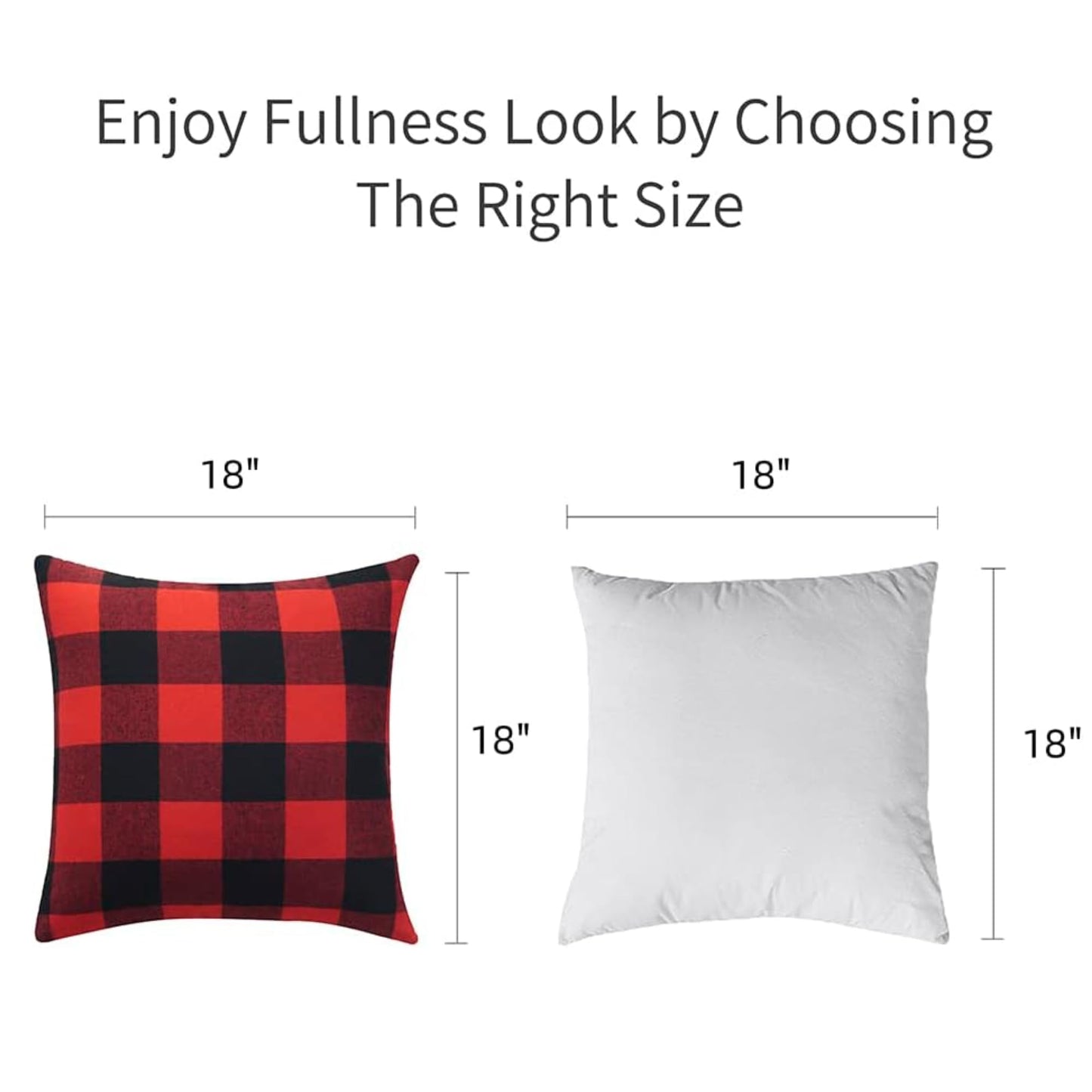 Volcanics Christmas Pillow Covers 18x18 Set of 4, Red and Black Classic Buffalo Check Plaid Decorative Throw Pillow Covers, Farmhouse Square Pillow Case Cushion Pillowcase for Holiday Home Decor Sofa