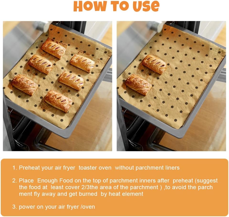 Air Fryer Disposable Parchment Paper Liners: 150pcs Airfryer Liners 9x11 Inch Perforated Rectangular Paper Sheets Basket Liner Accessories For Toaster Oven Xl Air Fryer