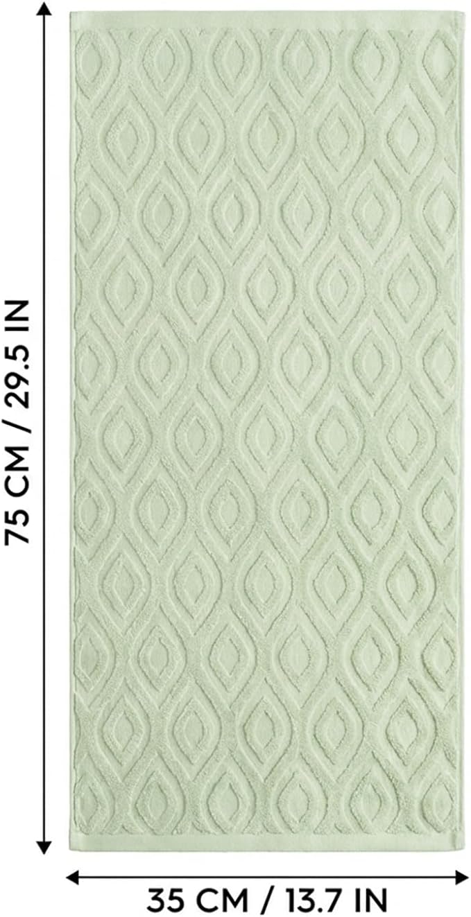 Artoid Mode 2 Pcs Light Green 3D Diamond Grid Jacquard Hand Towels