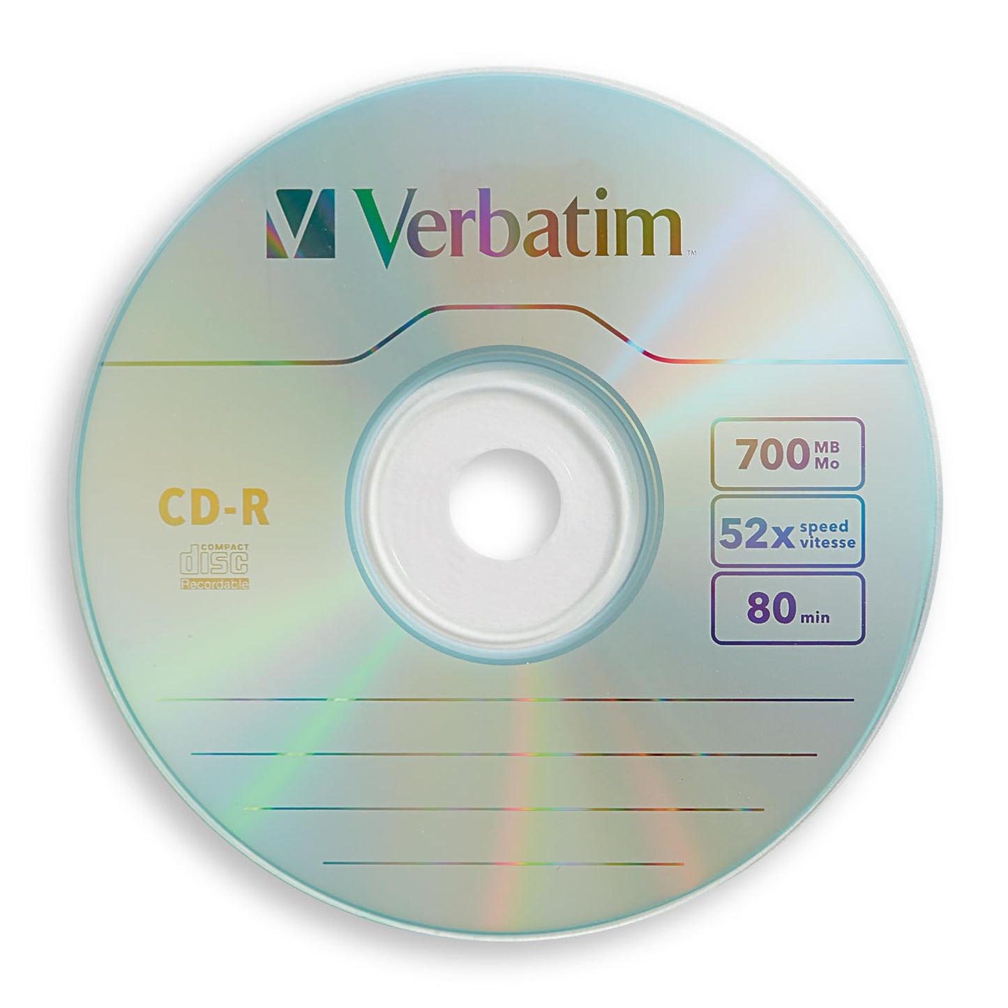 Verbatim CD-R Blank Discs 700MB 80-Minutes 52X Recordable Disc for Data and Music - 10 Pack Slim Cases