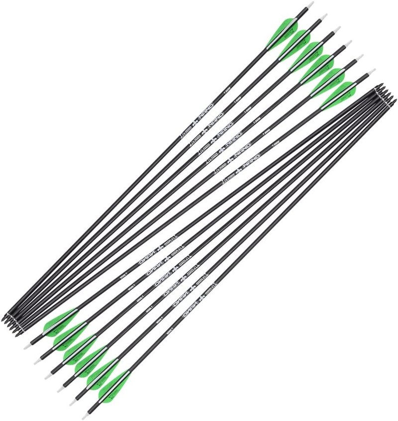 Carbon Arrows for Archery Bow - Hunting Target Practice with Removable Tips | 26, 28, 30 Inch, Spine 500, 6PCS/12PCS