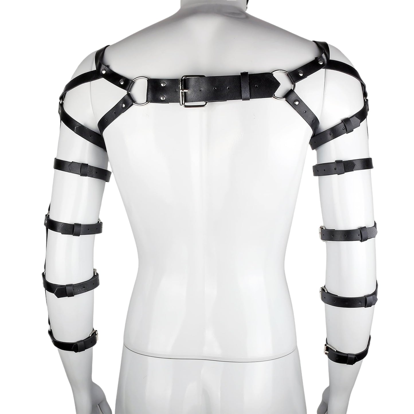 Mens Chest Harness Cosplay Top PU Leather Chest Shoulder Straps Body Harness Strap Male Punk Fashion Fantasy Costume Rave Outfit for Music Festival Party Halloween Cosplay (Black)
