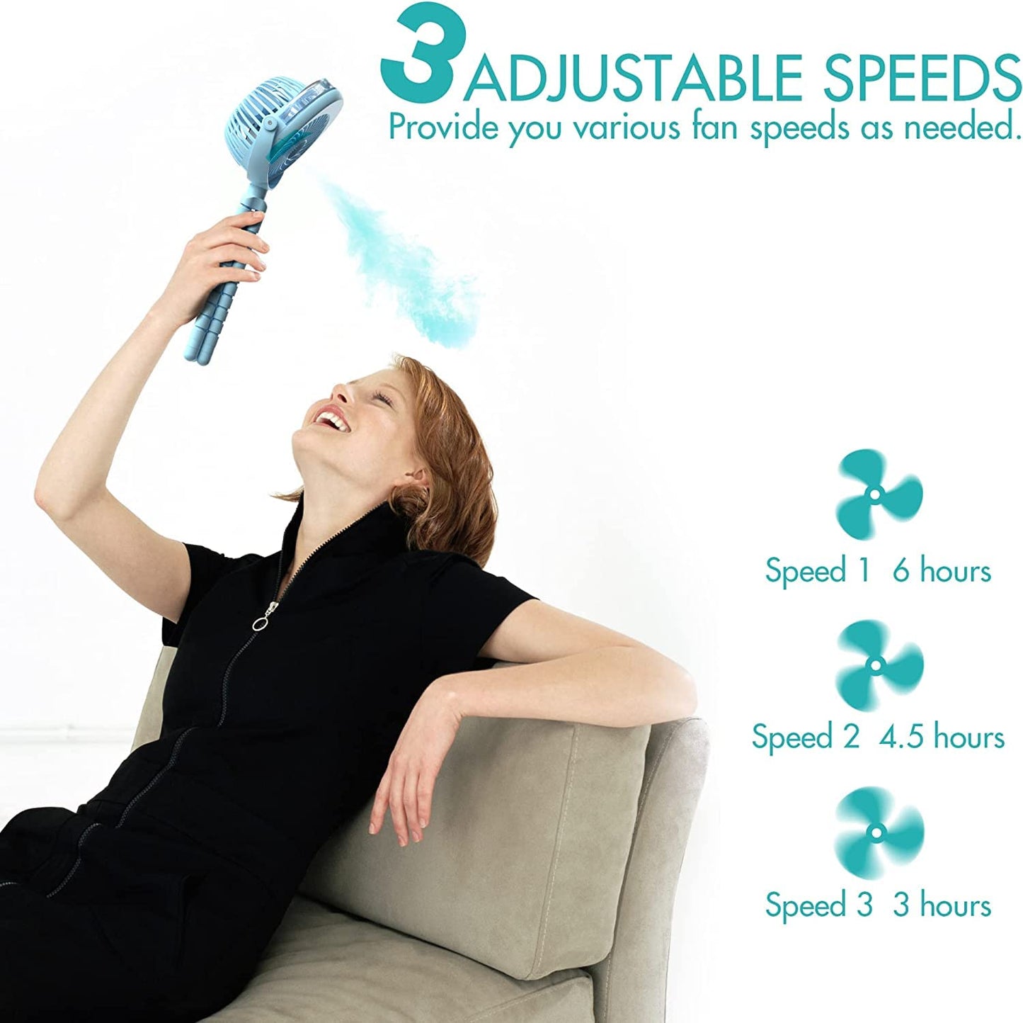 COMLIFE Misting Baby Stroller Fan, Rechargeable Battery Operated, 270° & 360° Pivoting, 50ml Portable Water Sprayer Misting Fan with Flexible Tripod Clip on Car Seat Crib Treadmill Bunk Bed