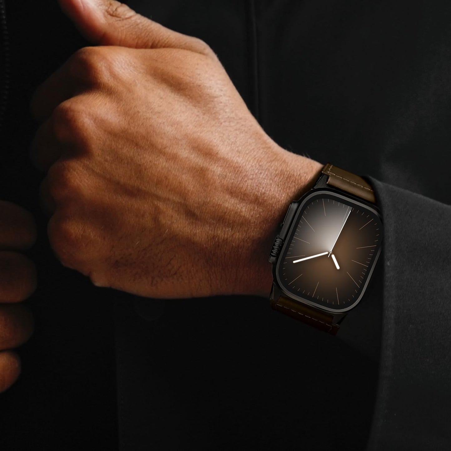 Suitisbest Leather Bands Compatible for Apple Watch Ultra Band 49mm 46mm 45mm 44mm 42mm, Genuine Calfskin Leather Replacement Strap Fits Men iWatch Series 11 10 9 8 7 6 5 4 3, SE 3 2 1, Ultra 3 2 1